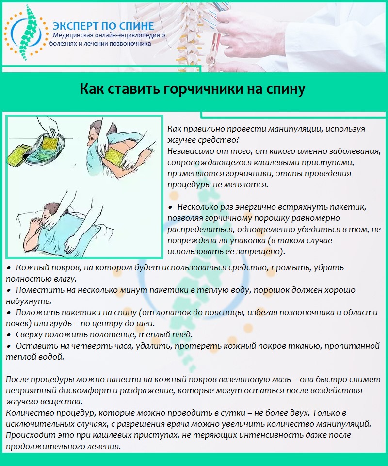 Как ставить горчичники на спину